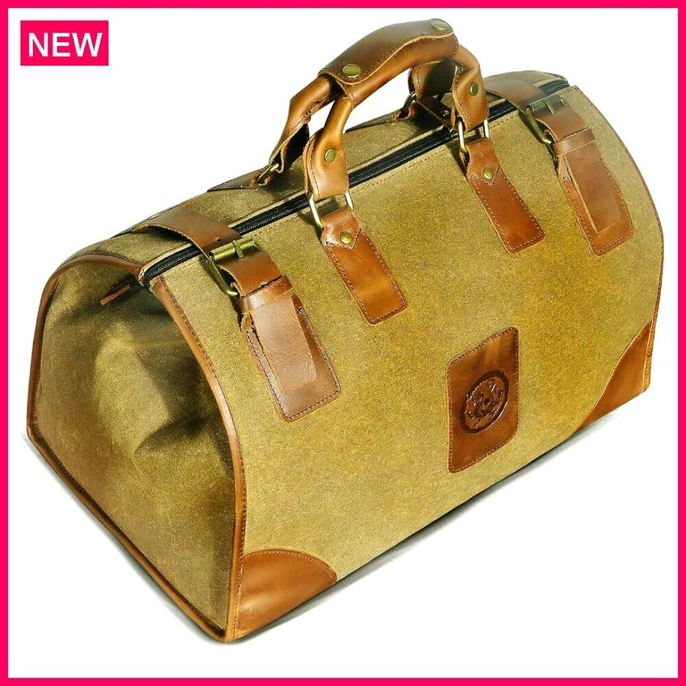 Water Resistant Canvas Leather Travel Duffle Weekender Carry-On Luggage Bag